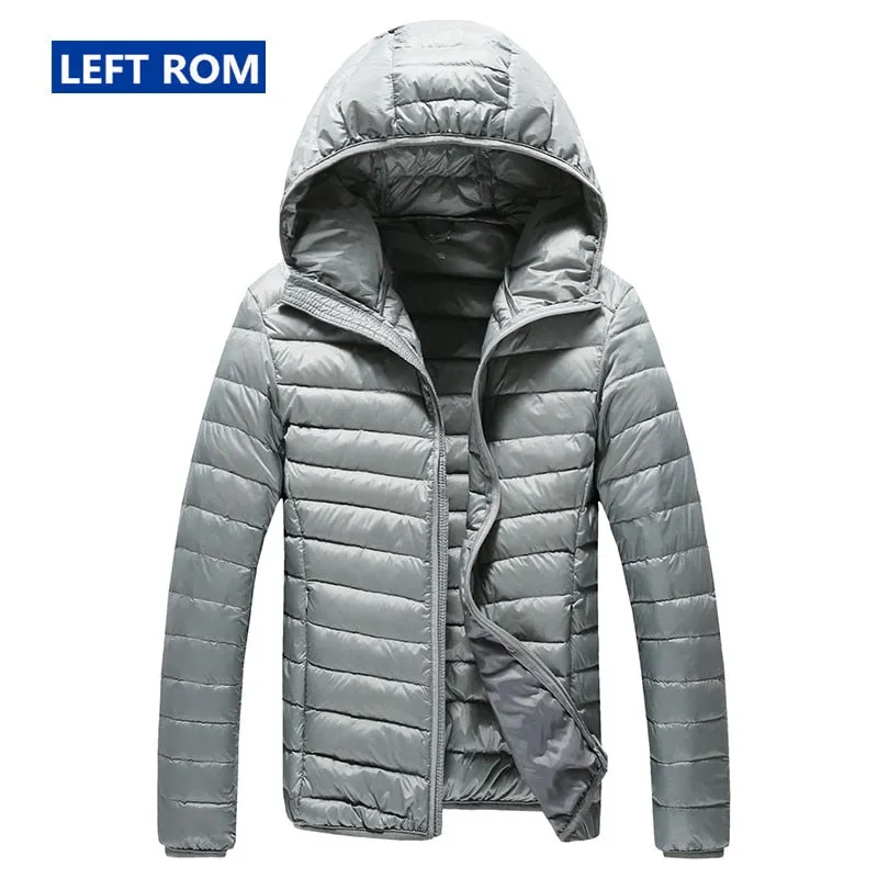 2019 New High-end Warm Fashion for Men Feather Hooded Down Jacket Pure Color Boutique Mens Feather Down Coat Thin Light Jackets