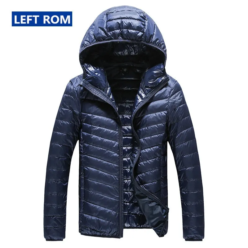 2019 New High-end Warm Fashion for Men Feather Hooded Down Jacket Pure Color Boutique Mens Feather Down Coat Thin Light Jackets