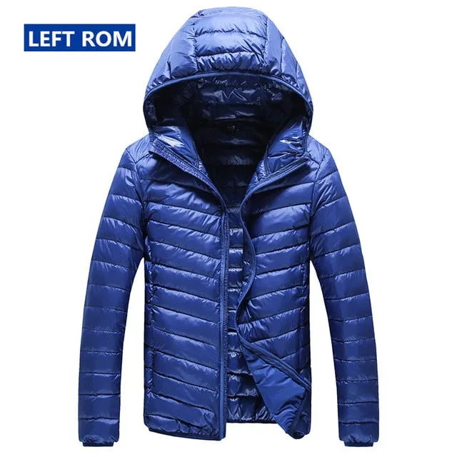 2019 New High-end Warm Fashion for Men Feather Hooded Down Jacket Pure Color Boutique Mens Feather Down Coat Thin Light Jackets