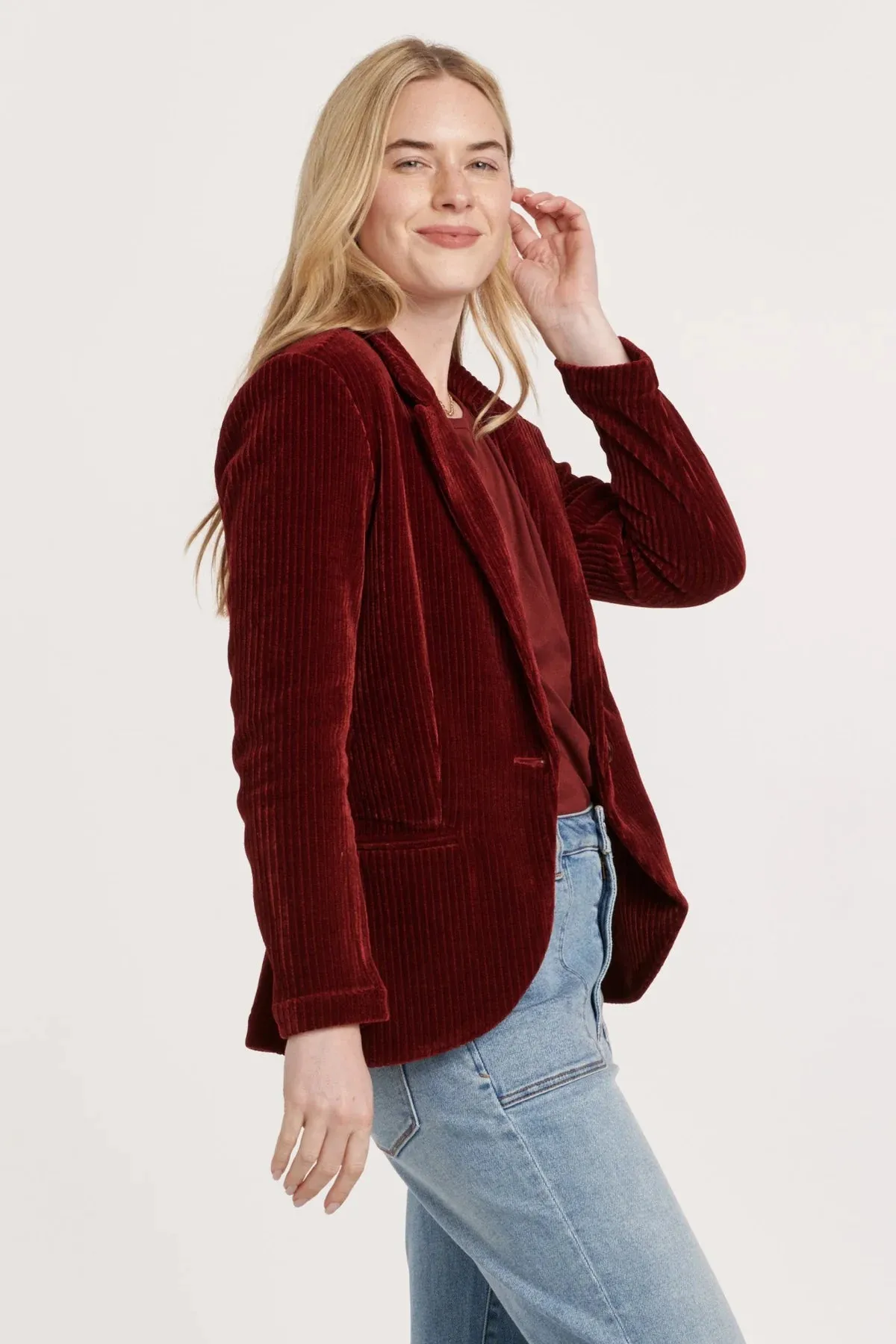 Aaliyah Welt Pocket Compote Chenille Blazer