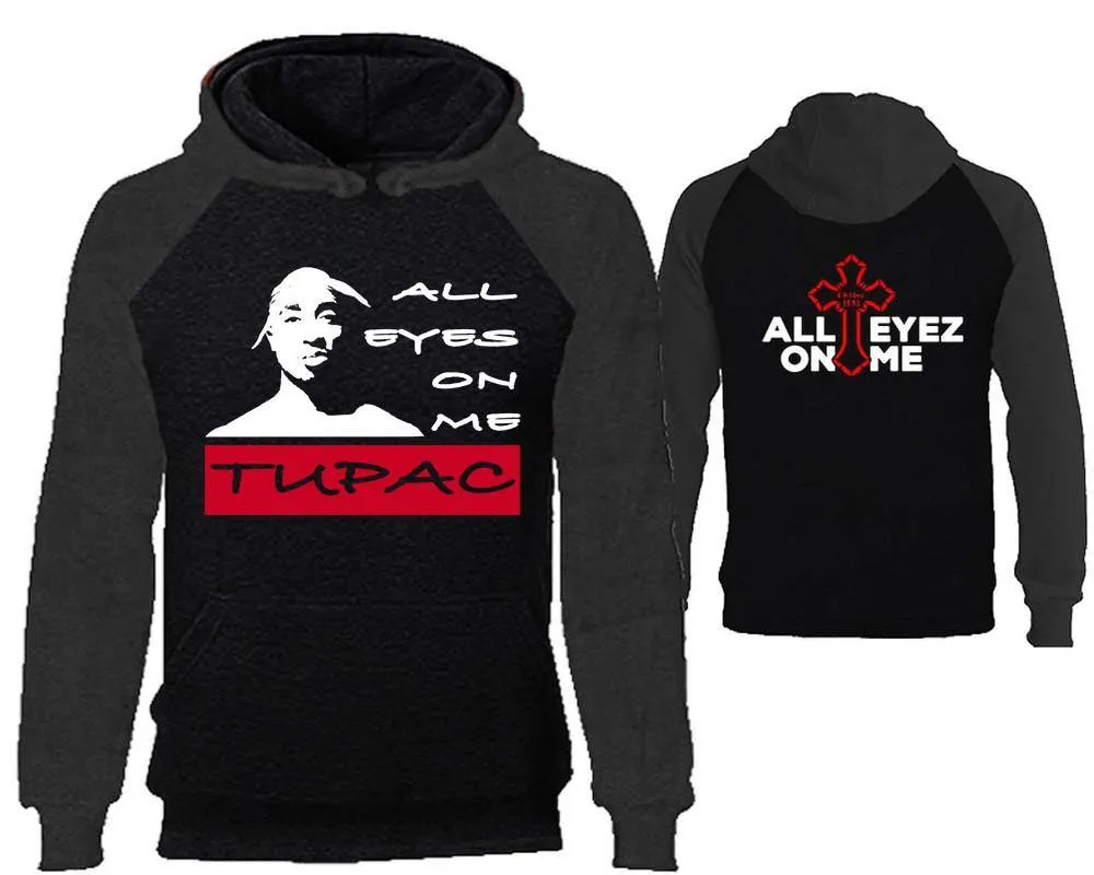 All Eyes On Me Raglan Hoodie with Extendend Back Design, Rap, Hip-Hop R&B Inspired Hoodie