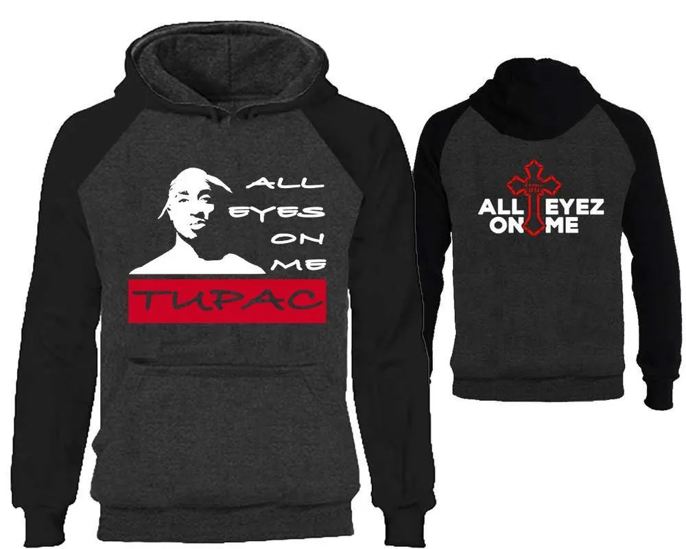 All Eyes On Me Raglan Hoodie with Extendend Back Design, Rap, Hip-Hop R&B Inspired Hoodie