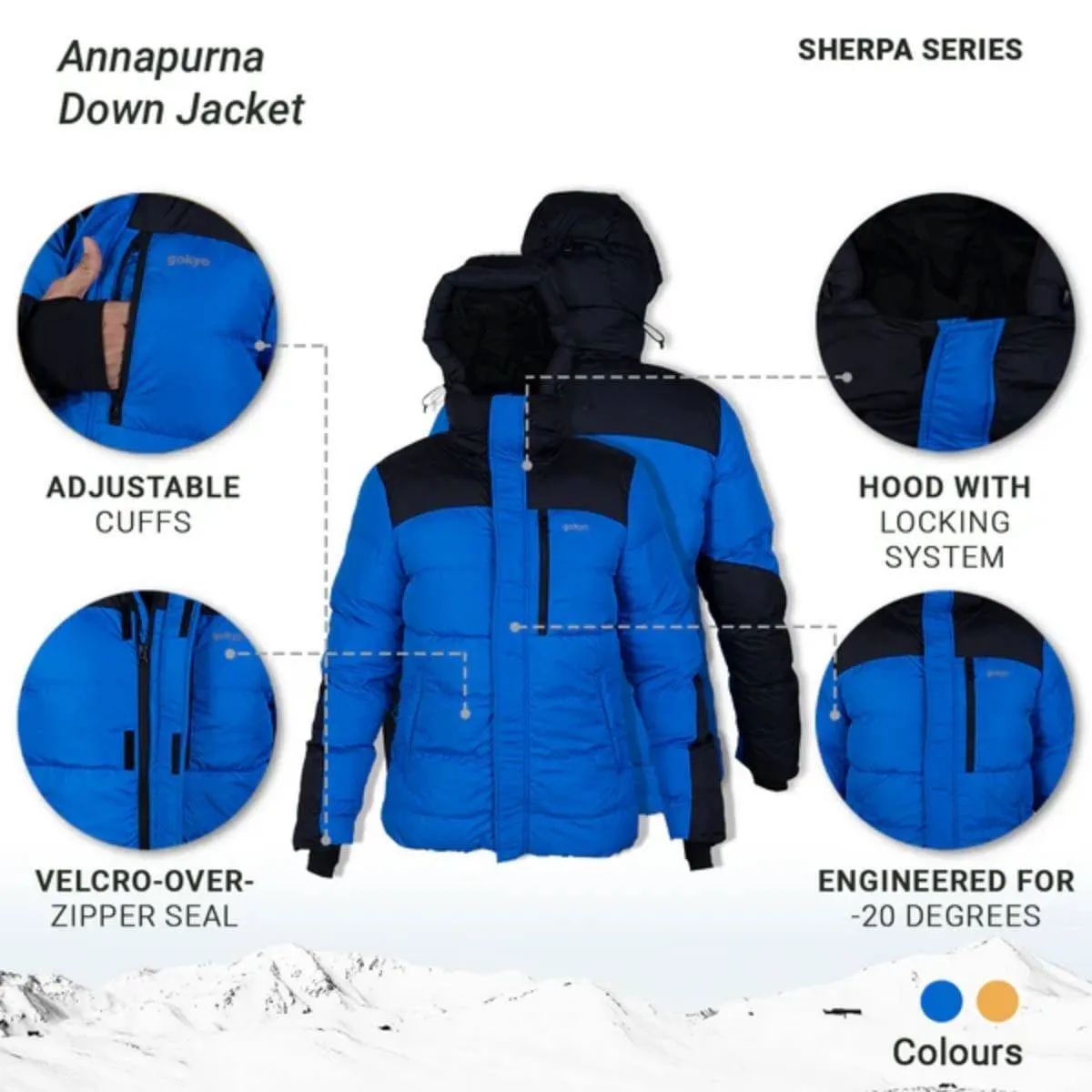 Annapurna Down Jacket upto -20°C - Sherpa Series - Blue