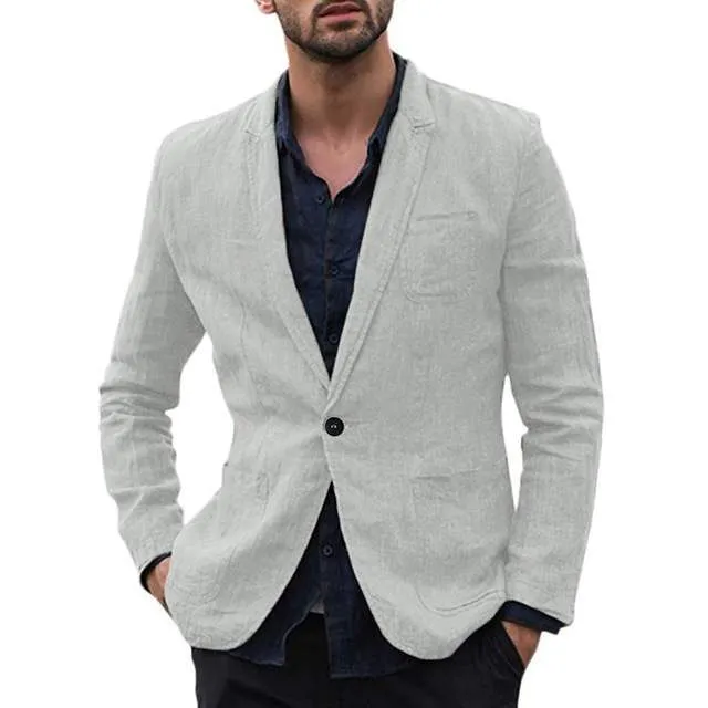 Autumn Solid Men’s Cotton Thin Suits Blazers Jacket Coat – Stylish & Lightweight Outerwear