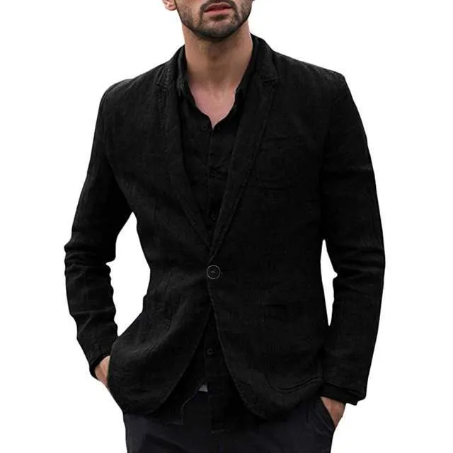 Autumn Solid Men’s Cotton Thin Suits Blazers Jacket Coat – Stylish & Lightweight Outerwear