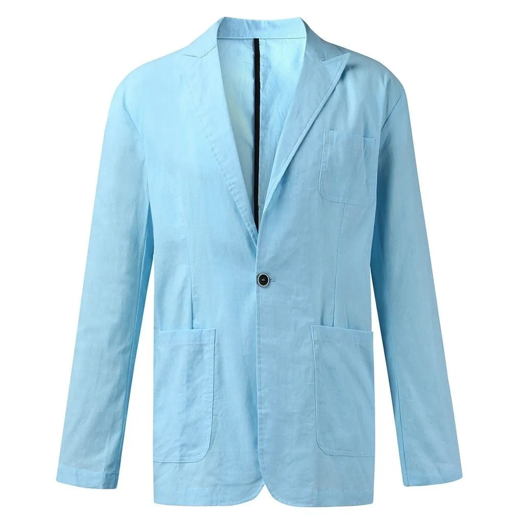 Autumn Solid Men’s Cotton Thin Suits Blazers Jacket Coat – Stylish & Lightweight Outerwear