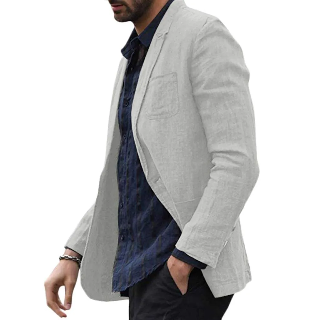 Autumn Solid Men’s Cotton Thin Suits Blazers Jacket Coat – Stylish & Lightweight Outerwear