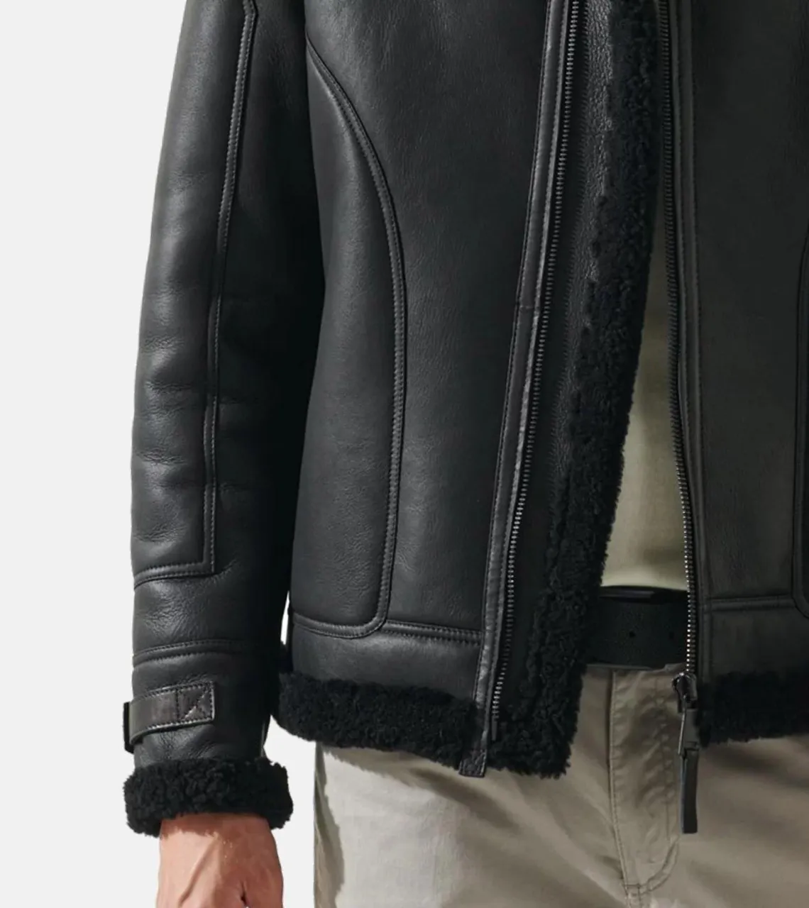 B3 Aviator Black Men's Shearling Leather Jacket