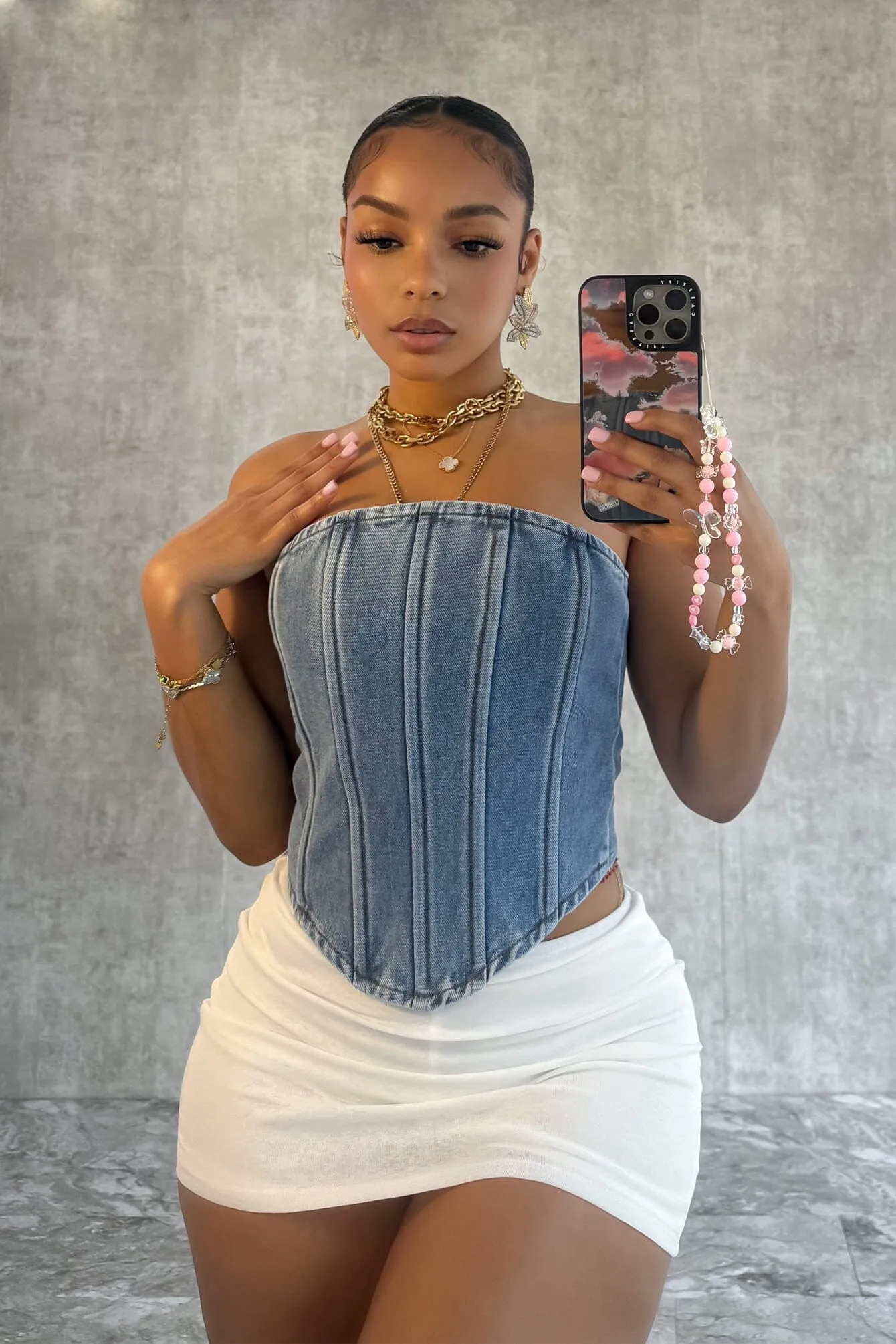 Barbara Boned Denim Corset Top