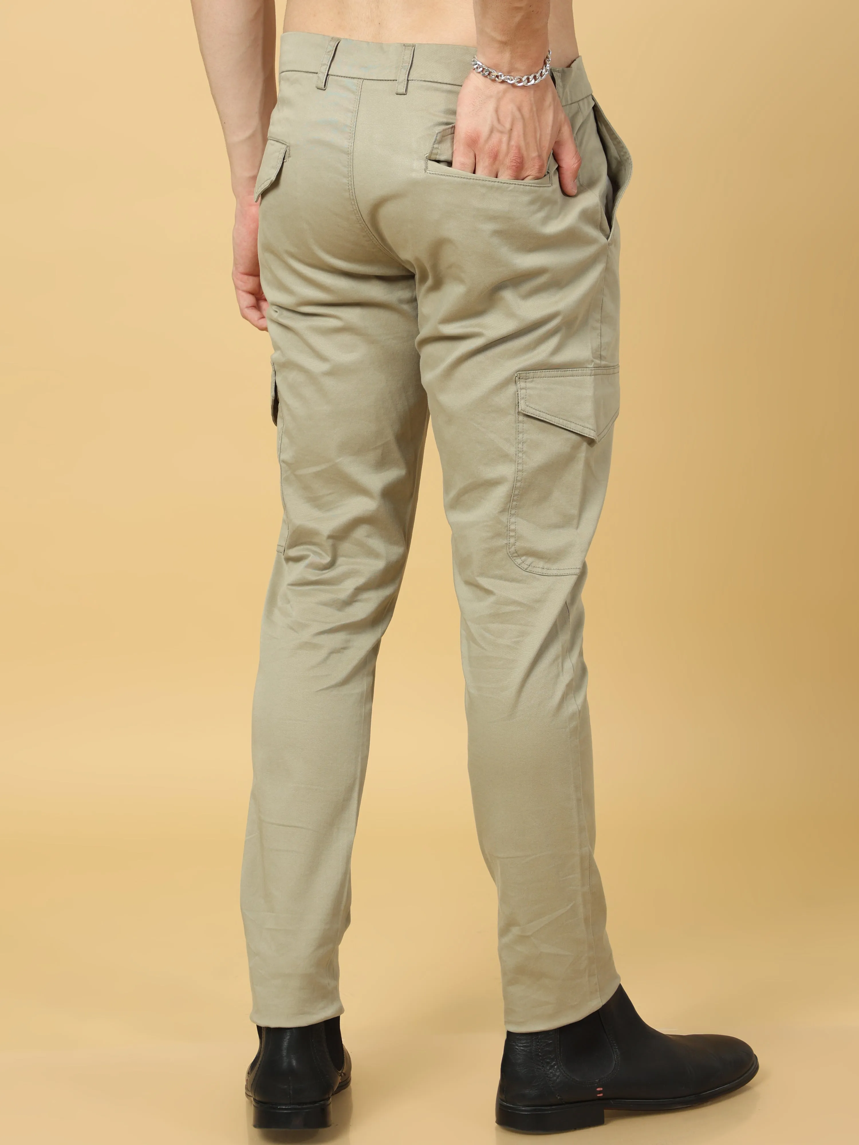 Basic Pista Green Slim Fit Cargo