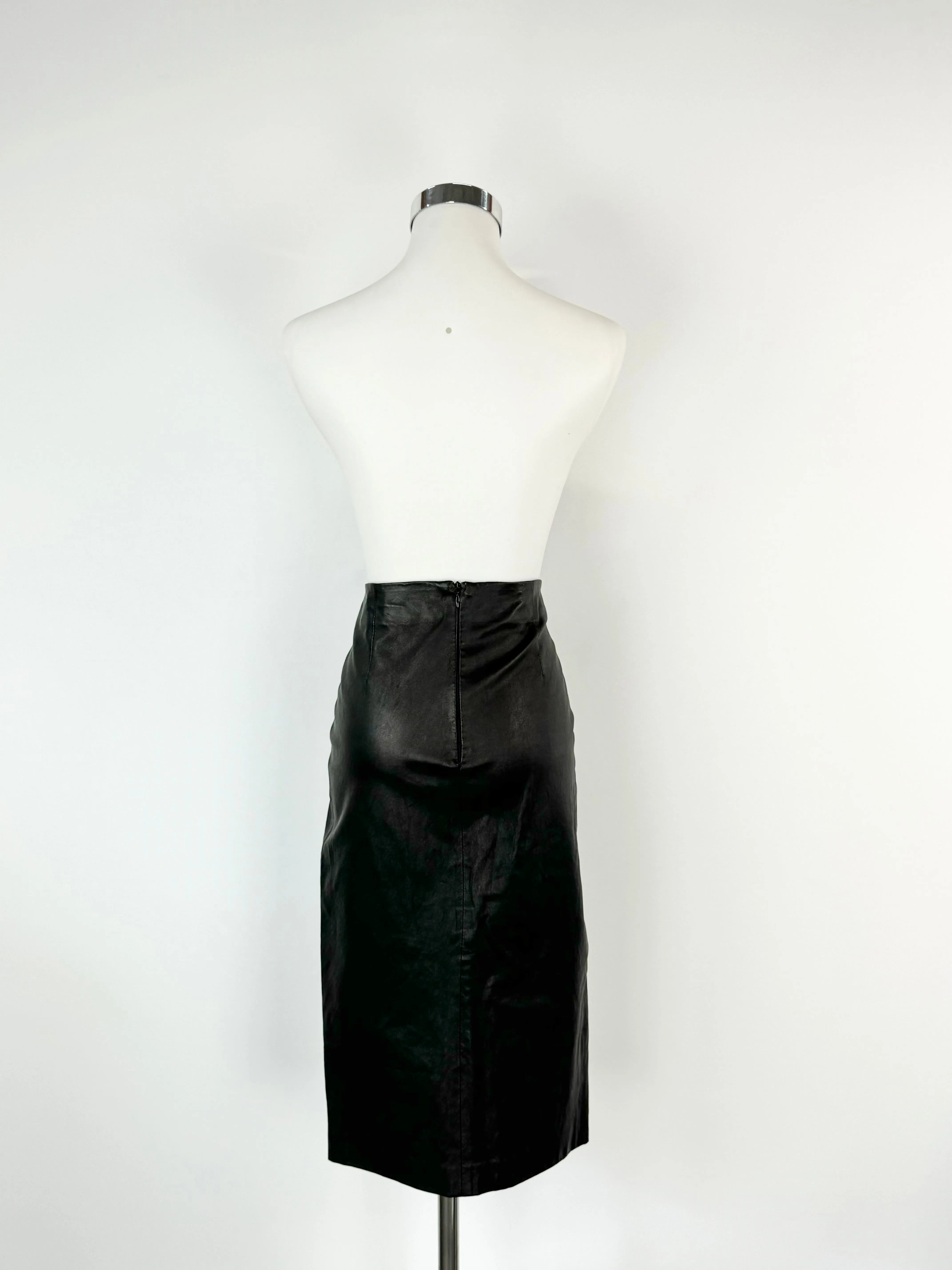 Baukjen Black Leather Pencil Skirt - AU10/12