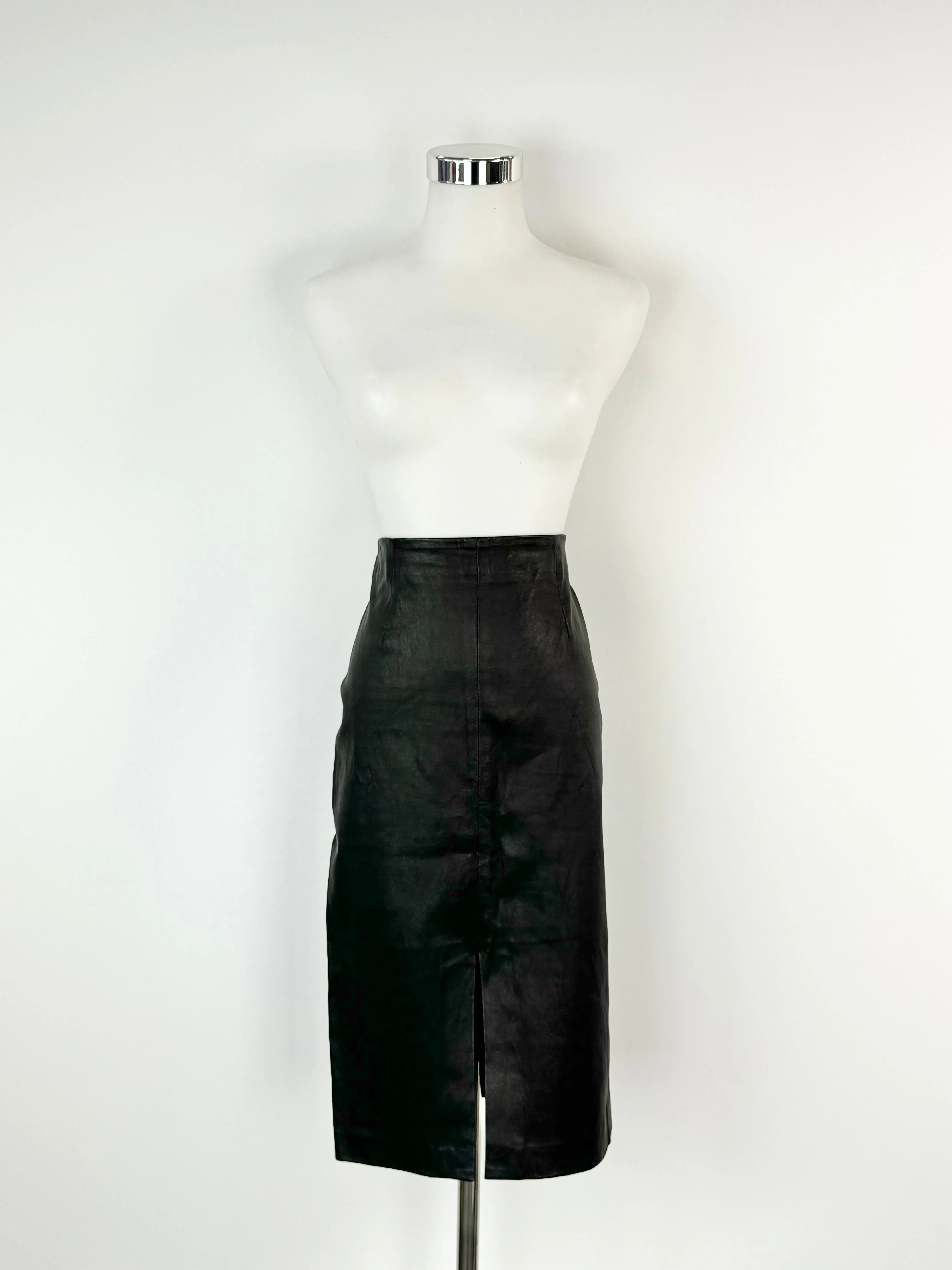 Baukjen Black Leather Pencil Skirt - AU10/12