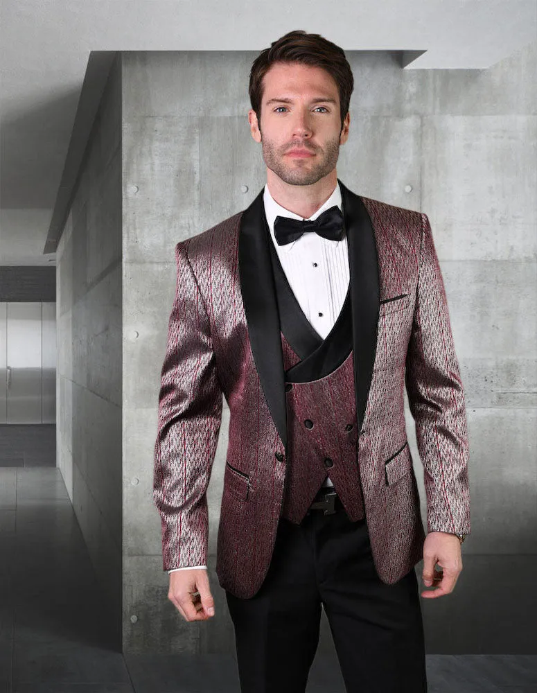 BELAGIO XVI BURGUNDY TAILORED FIT 3 PC TUXEDO