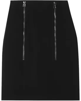 Black Double Zip Cady Pencil Skirt