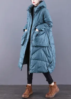 Blue Casual Duck Down Down Coat Zip Up Winter