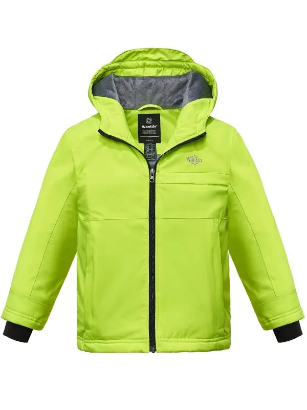 Boys Hooded Winter Jacket Windproof Ski Fleece Coat