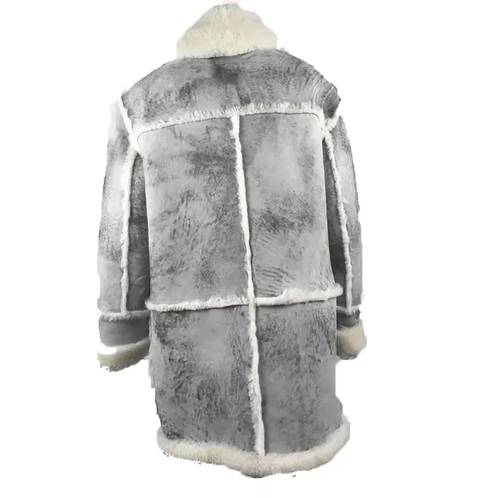 Bret harry distressed grey shearling overcoat