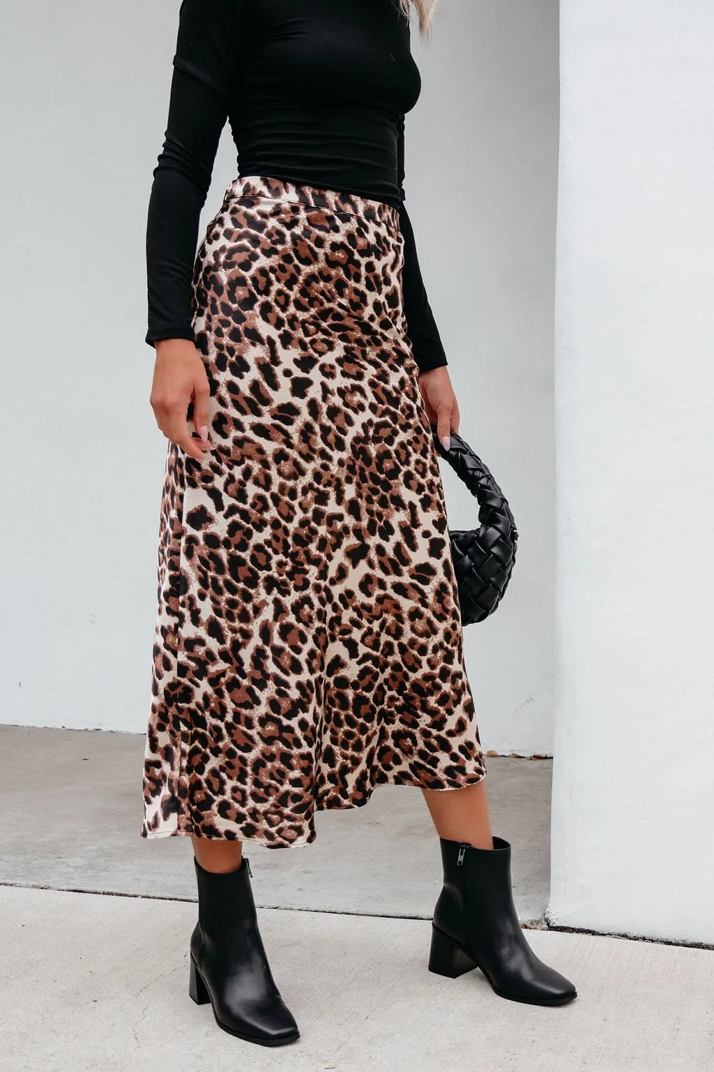 Brown Leopard Print Pencil Skirt