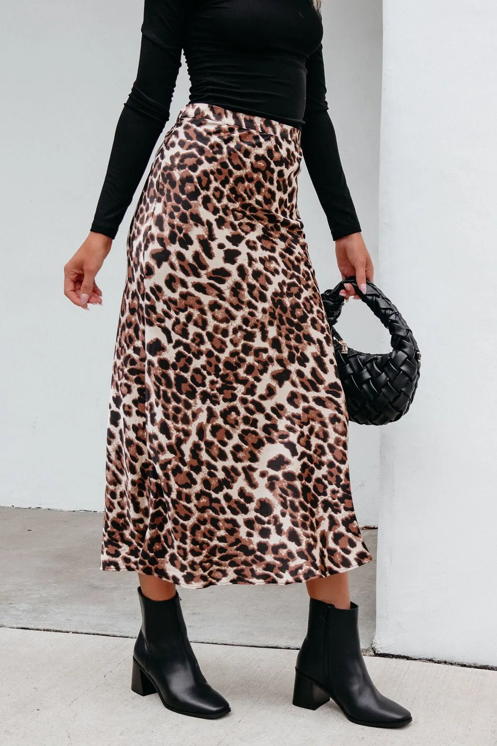 Brown Leopard Print Pencil Skirt