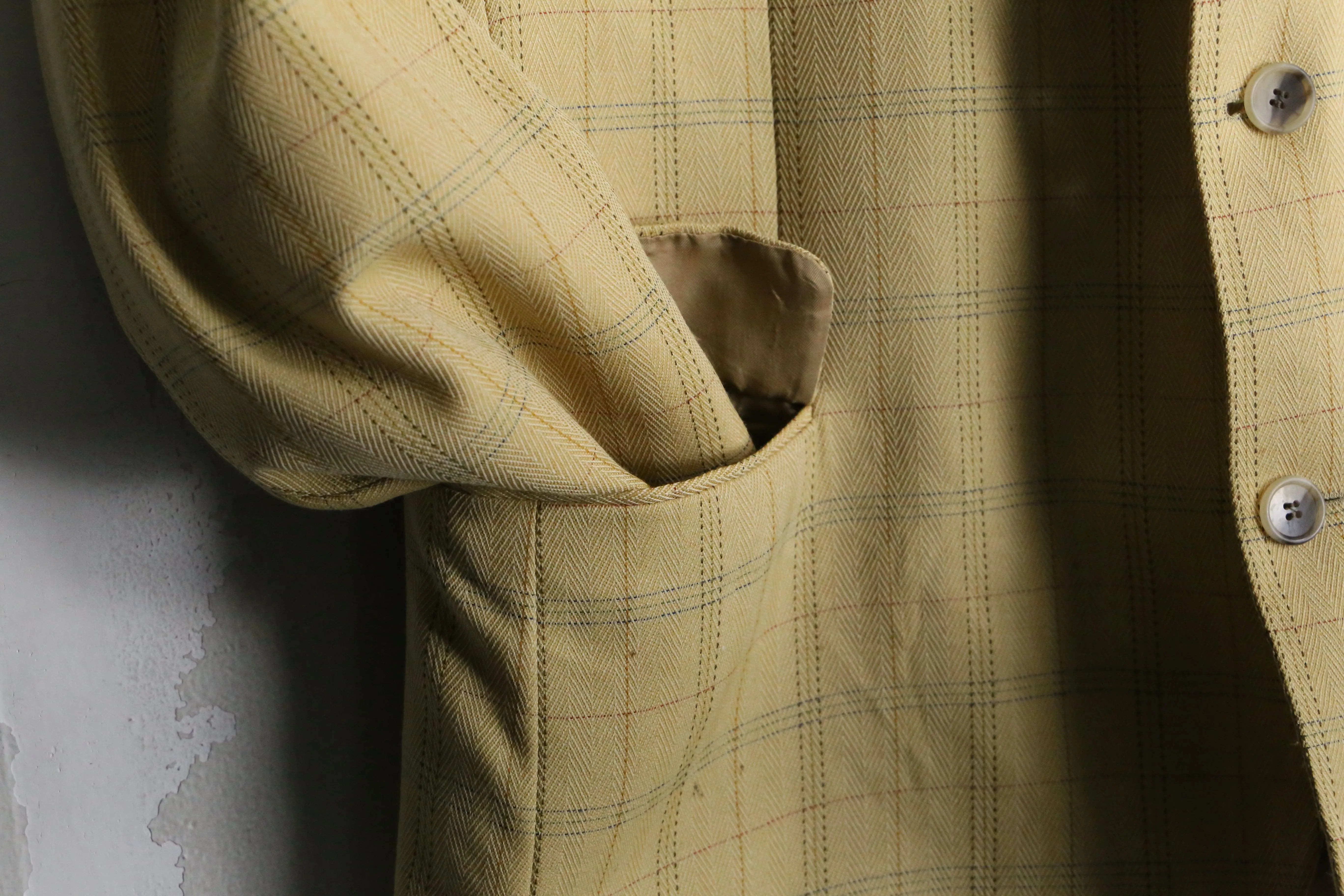 “Burberry’s” yellow beige check 3B single tailored jacket