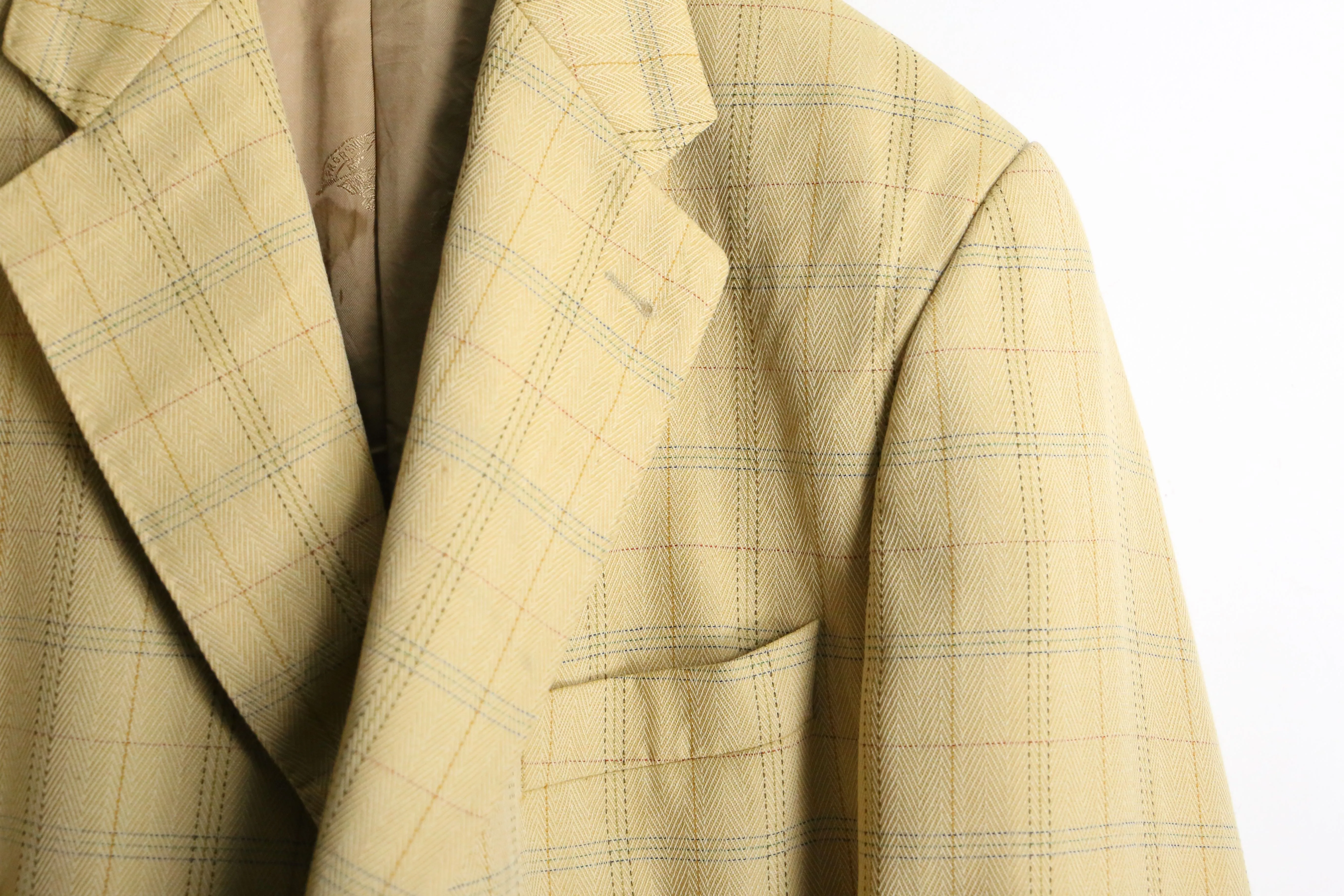 “Burberry’s” yellow beige check 3B single tailored jacket