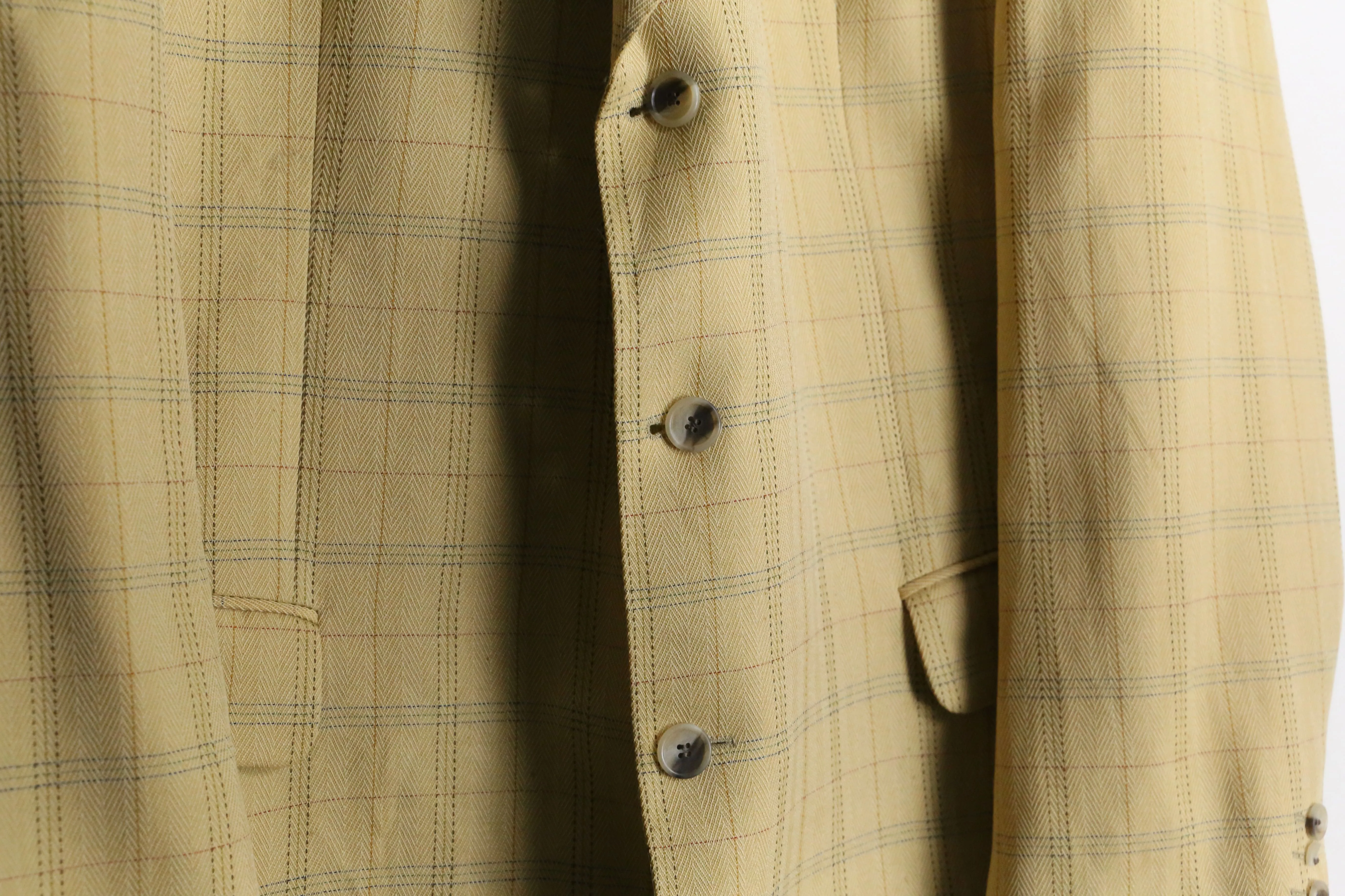 “Burberry’s” yellow beige check 3B single tailored jacket