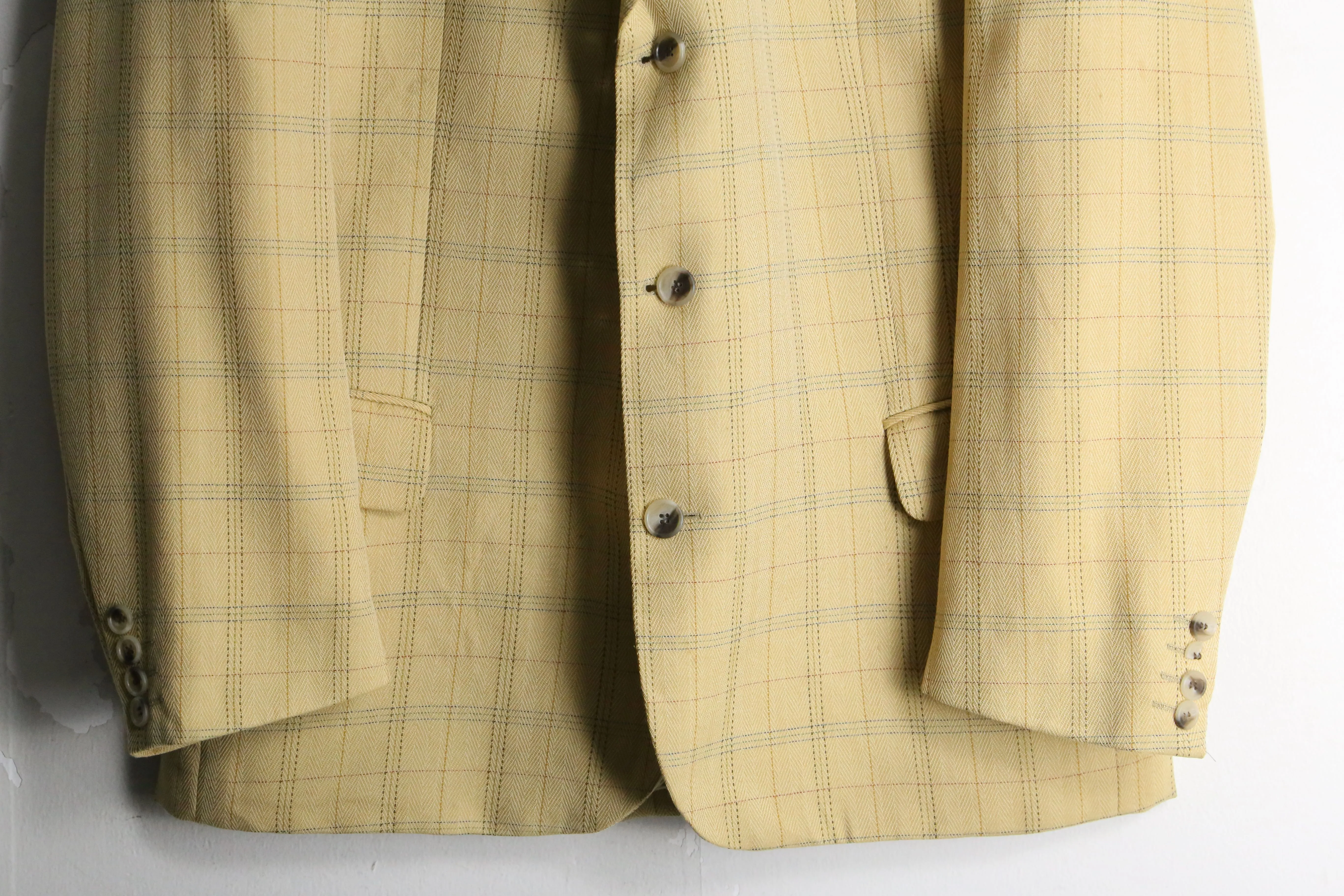 “Burberry’s” yellow beige check 3B single tailored jacket