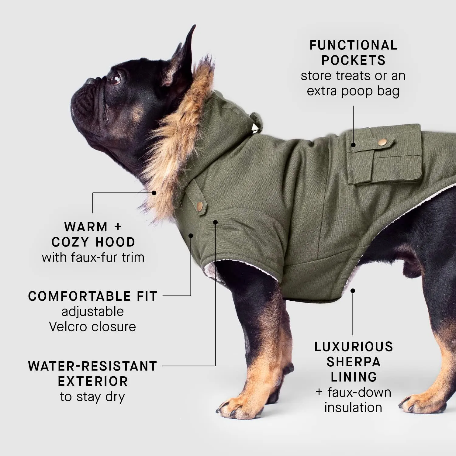 Canada Pooch Alaskan Army Parka Size 24 Army Green Insulated Dog Coat