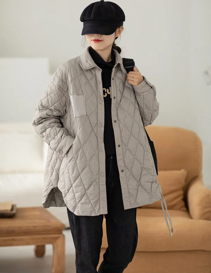 Casual Turn-down Collar Chinese Style Women's Down Coat