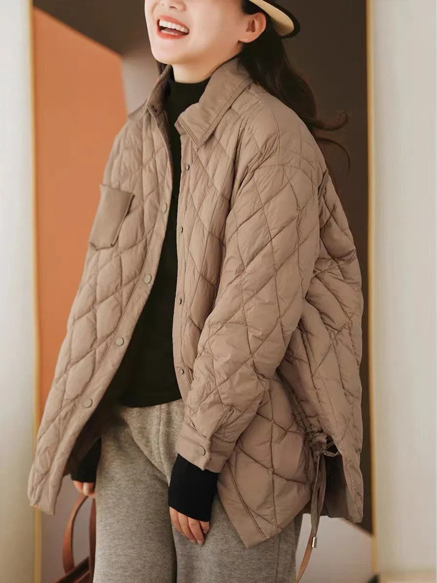 Casual Turn-down Collar Chinese Style Women's Down Coat