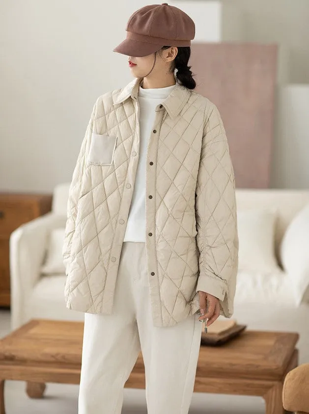 Casual Turn-down Collar Chinese Style Women's Down Coat