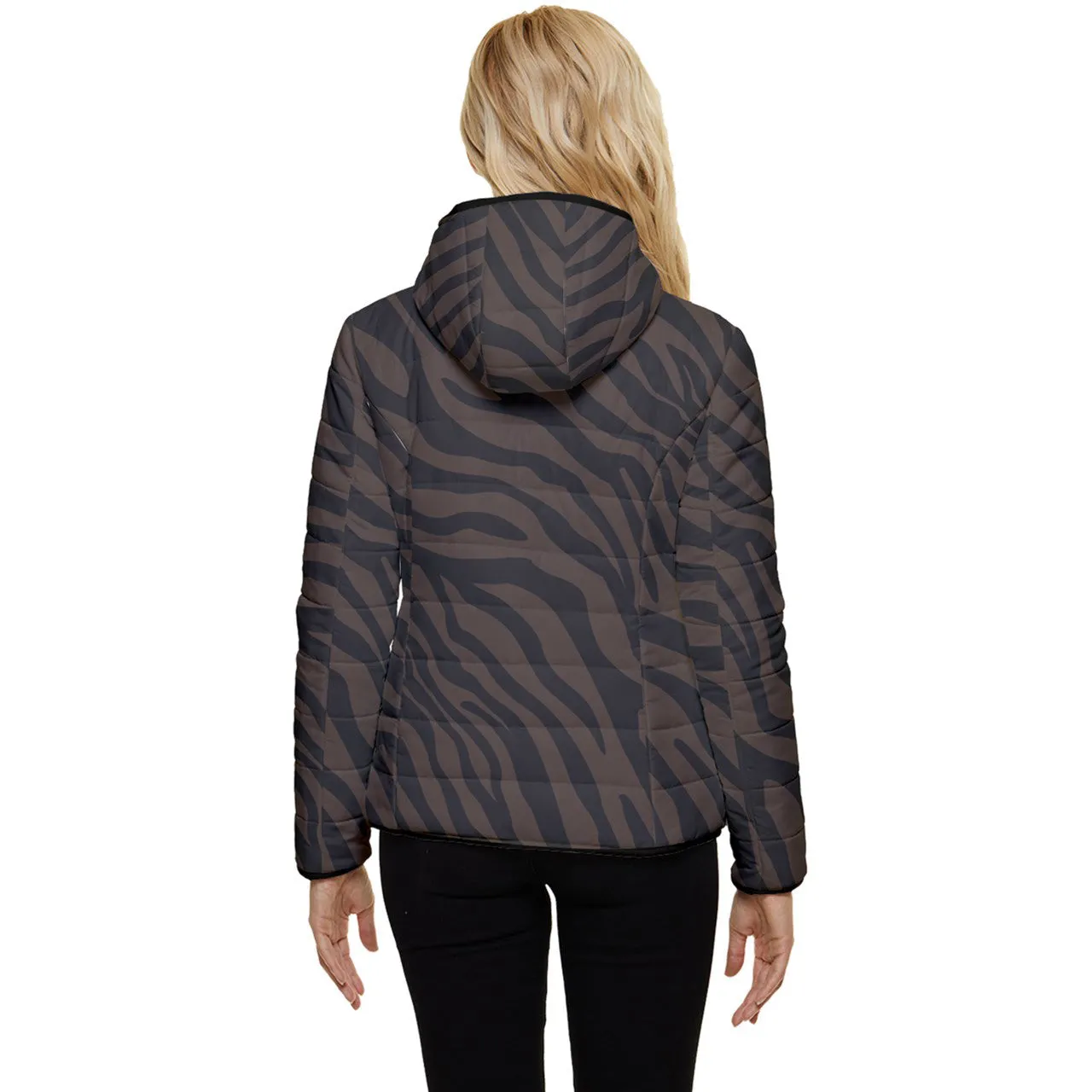 Chocolate Zebra Women's Hooded Quilted Puffer Jacket