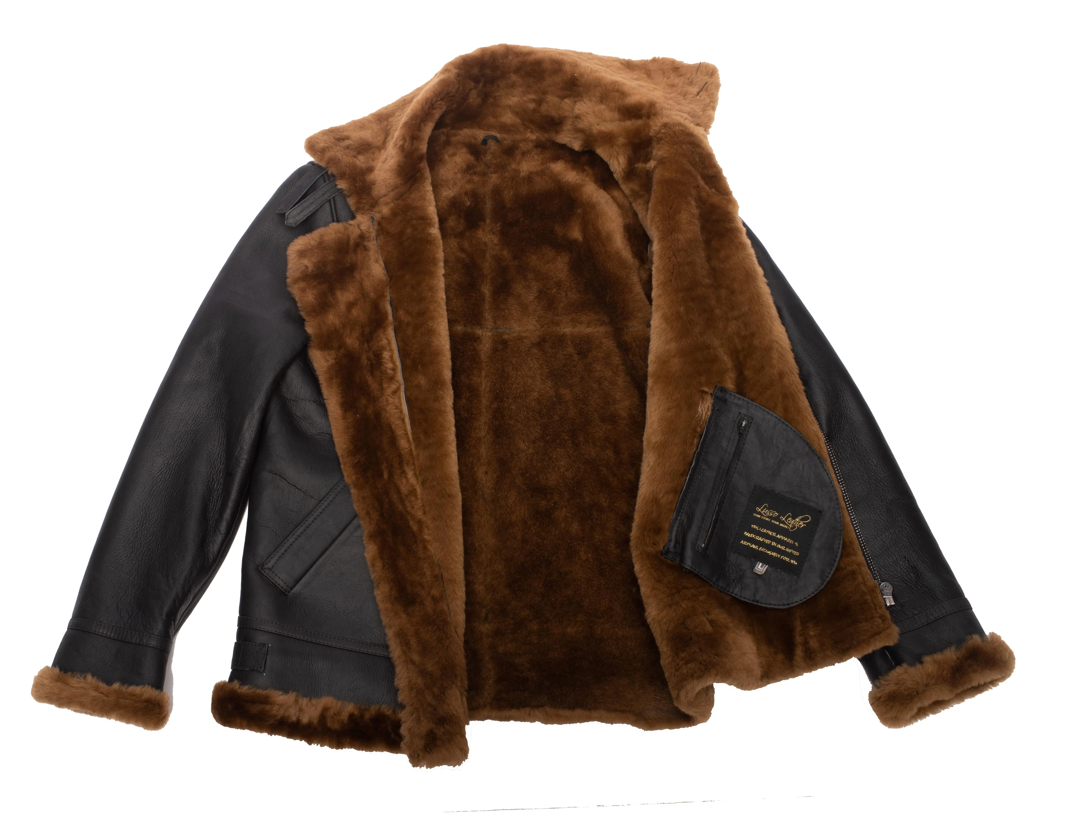 Classic Ginger Brown B3 Bomber Aviator Shearling Jacket