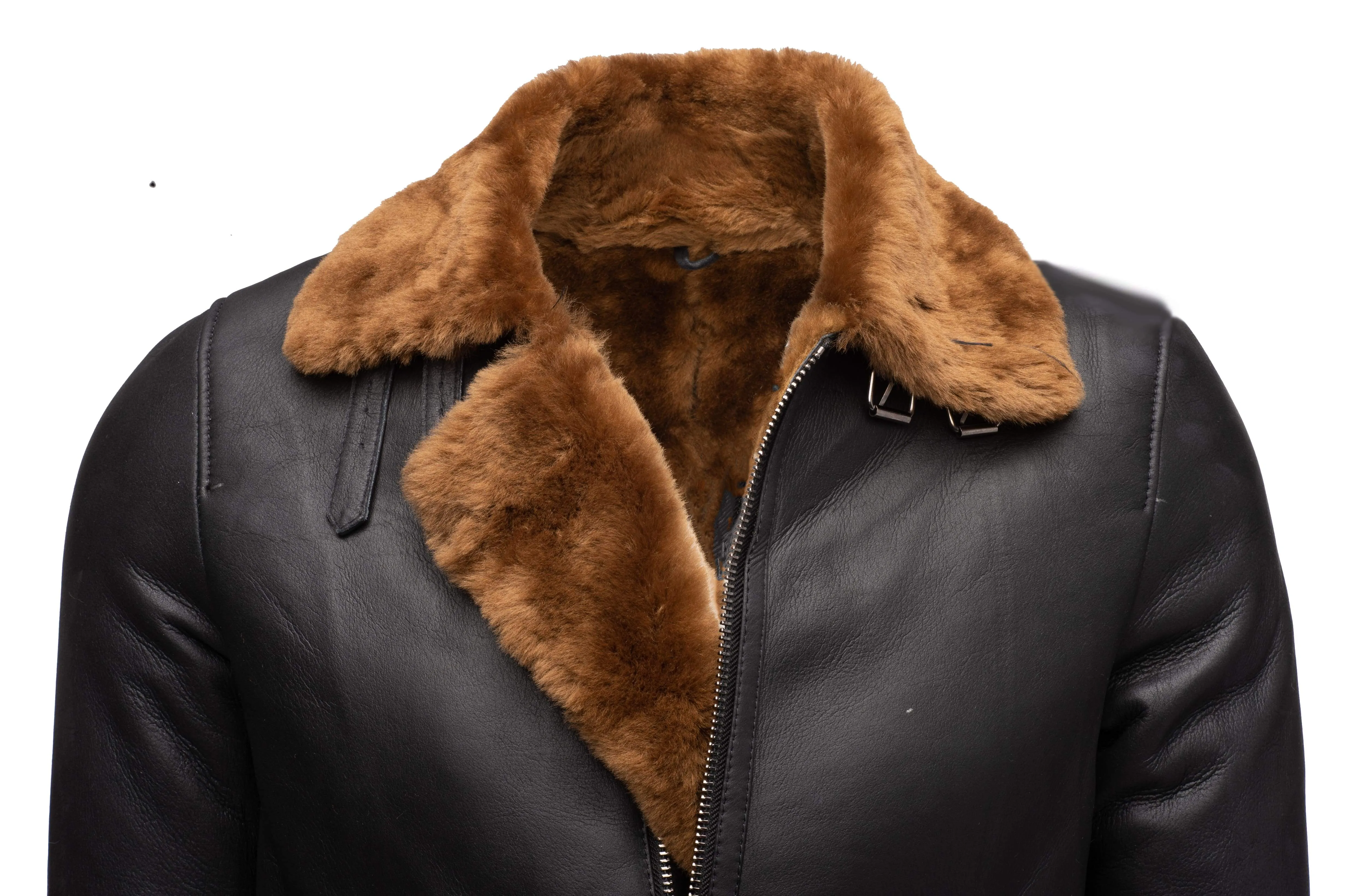 Classic Ginger Brown B3 Bomber Aviator Shearling Jacket