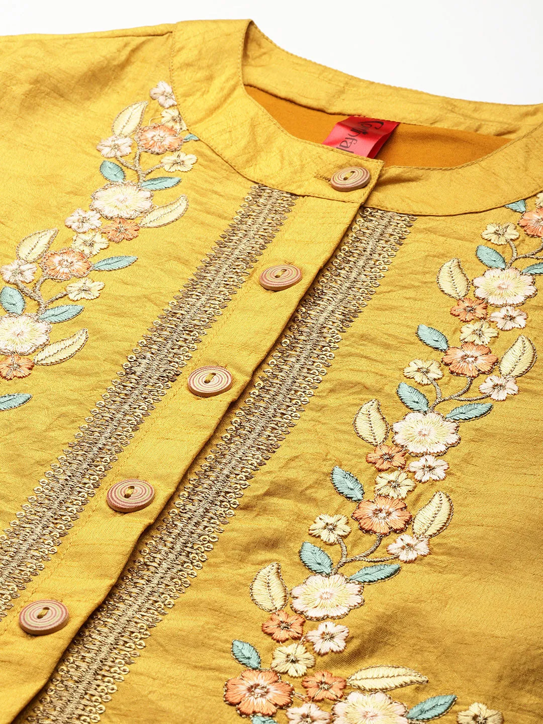 Cottinfab Mandarin Collar Embroidered Tunic