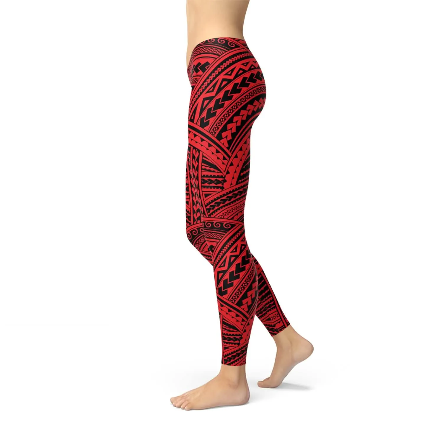 Crimson Maori Performance Leggings for Active Women