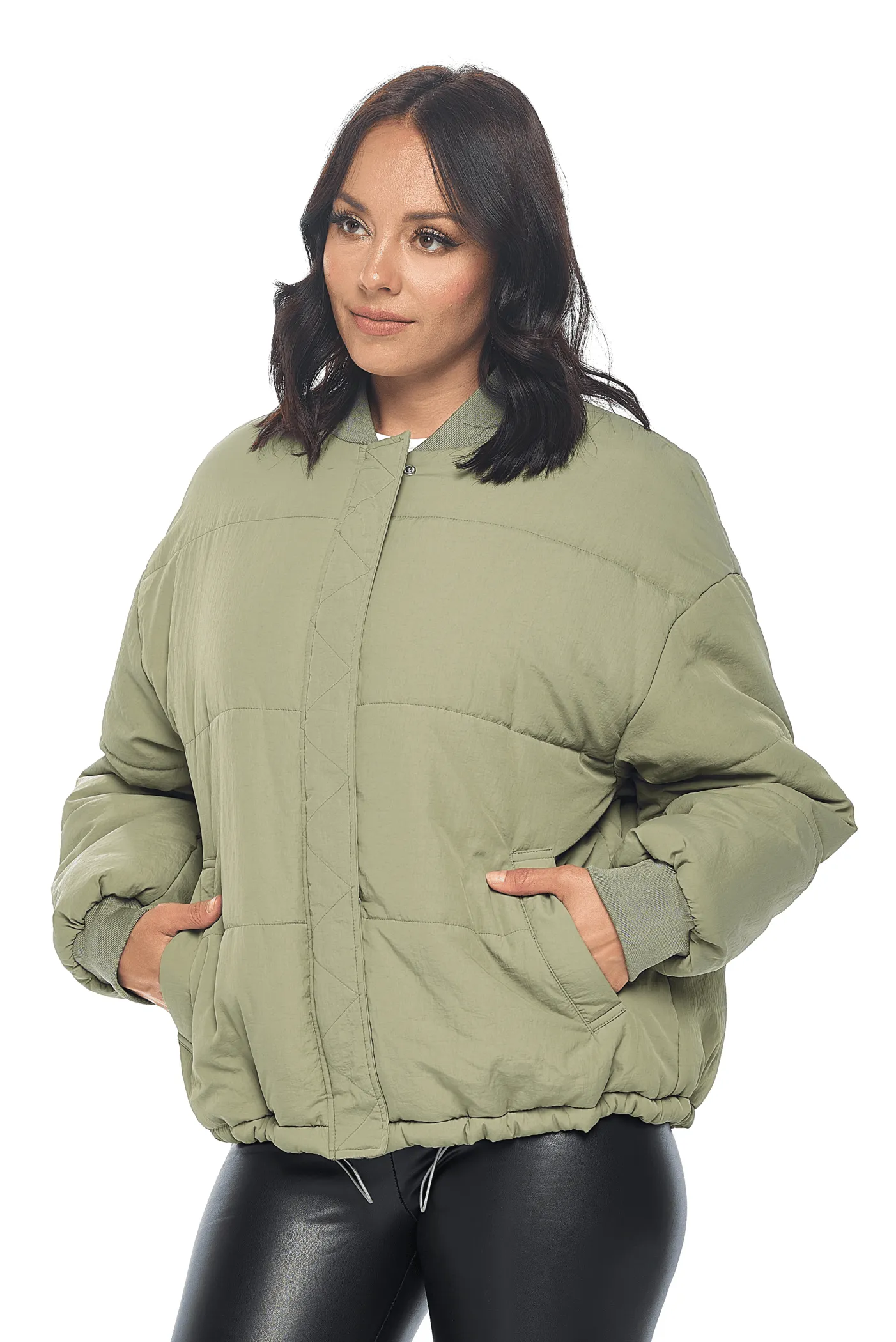 Crinkled Nylon Puffer Jacket