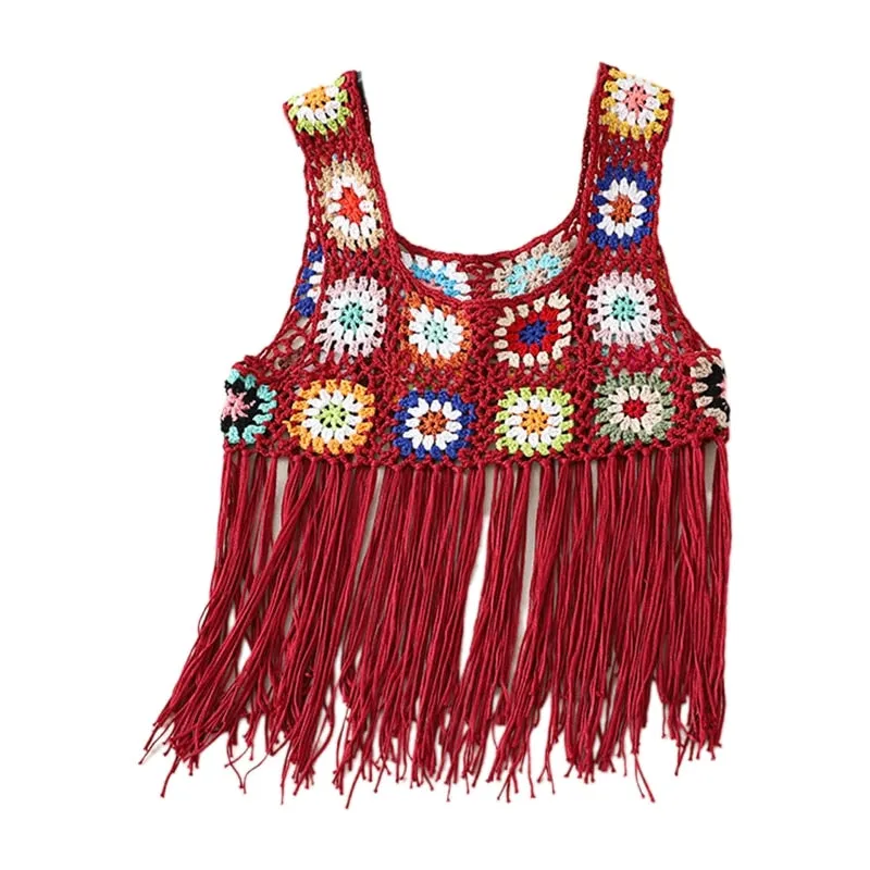 Crochet Fringed Crop Top