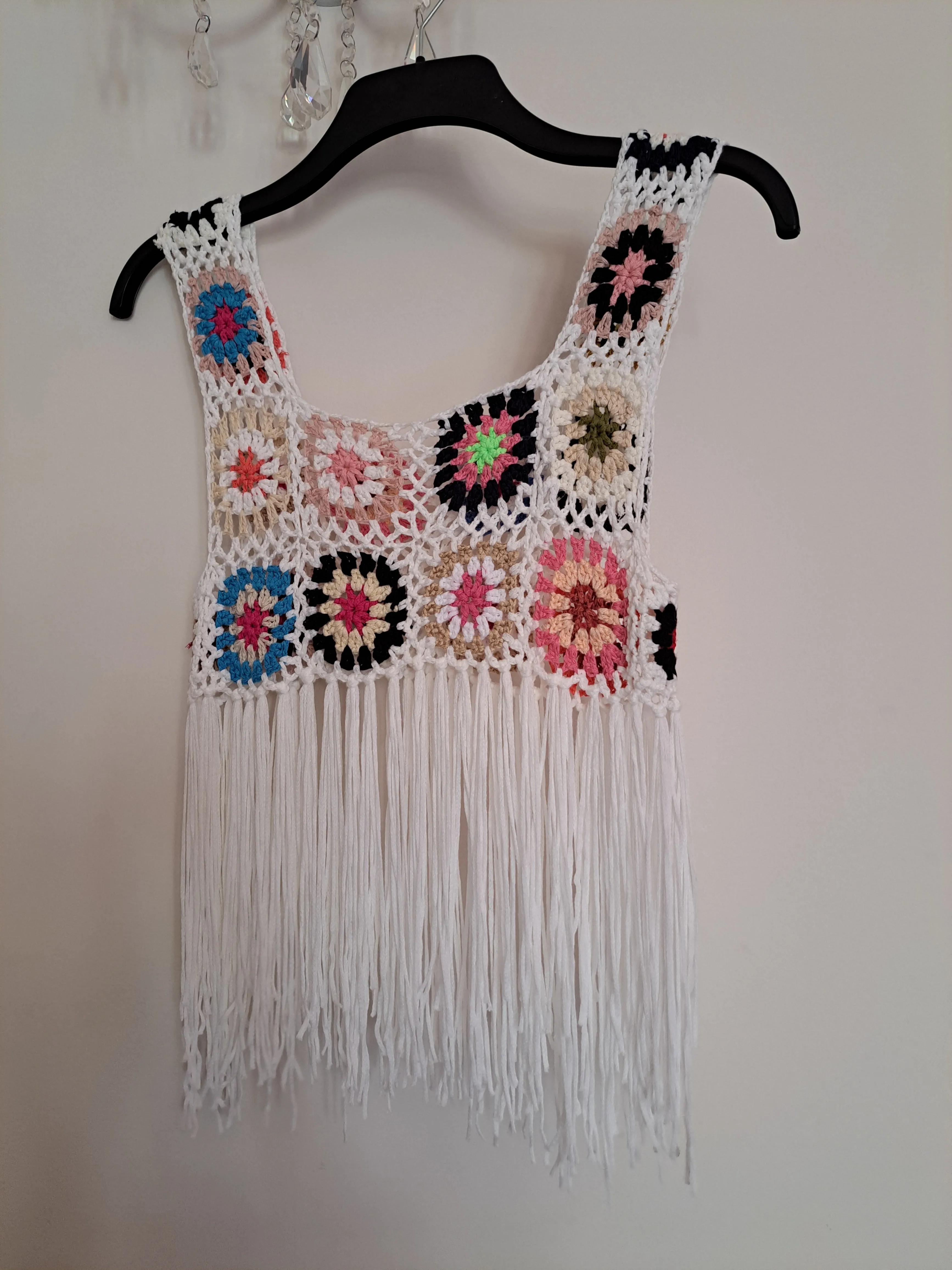 Crochet Fringed Crop Top