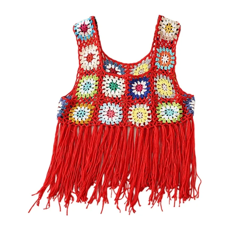 Crochet Fringed Crop Top