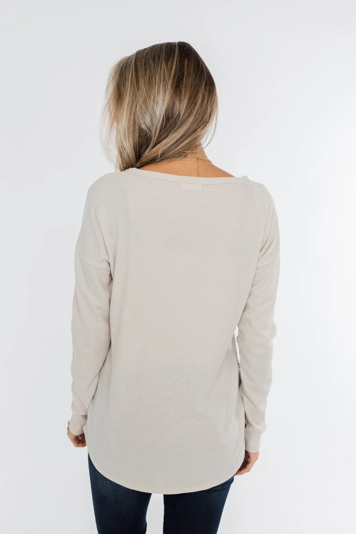 Dashing Through The Snow Thermal Top- Beige