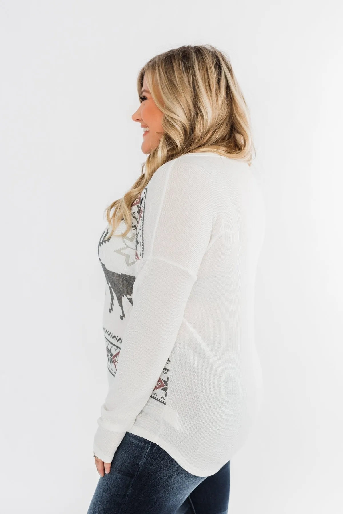 Dashing Through The Snow Thermal Top- Ivory