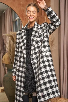 Davi and Dani Textured Knit Tweed Double Button Coat Jacket