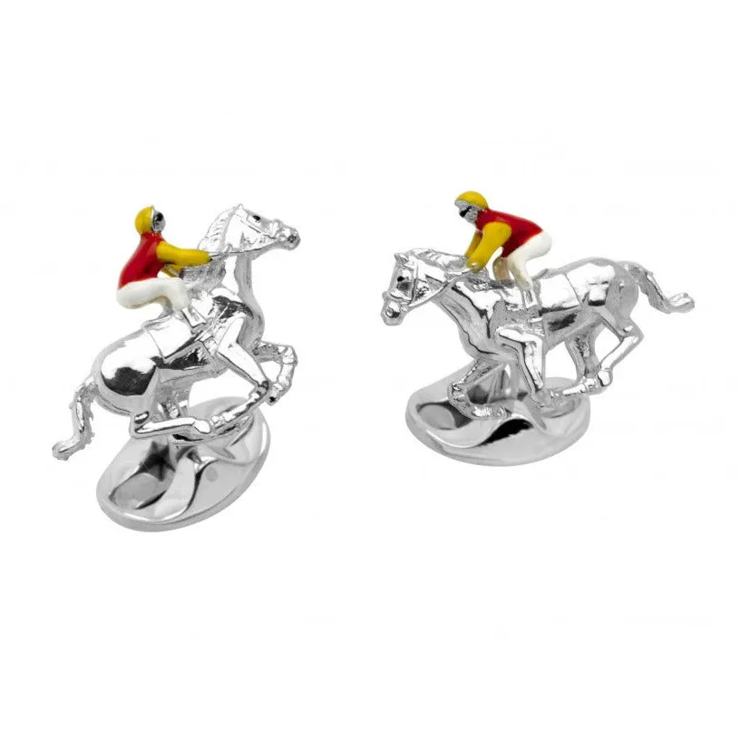 Deakin & Francis Sterling Silver Horse & Jockey Cufflinks