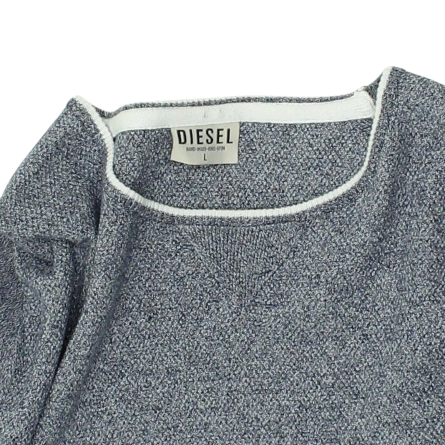 Diesel Mens Grey Crew Neck Knit Jumper | Vintage Casual Designer Sweater VTG