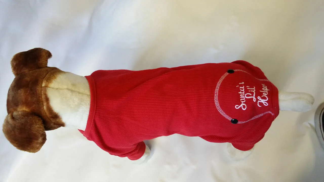 Doggie Design Dog Pjs Pet Pajamas Clothes Holiday Christmas Thermal Santas Lil Helper Embroidered