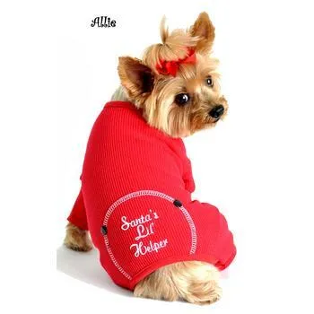 Doggie Design Dog Pjs Pet Pajamas Clothes Holiday Christmas Thermal Santas Lil Helper Embroidered