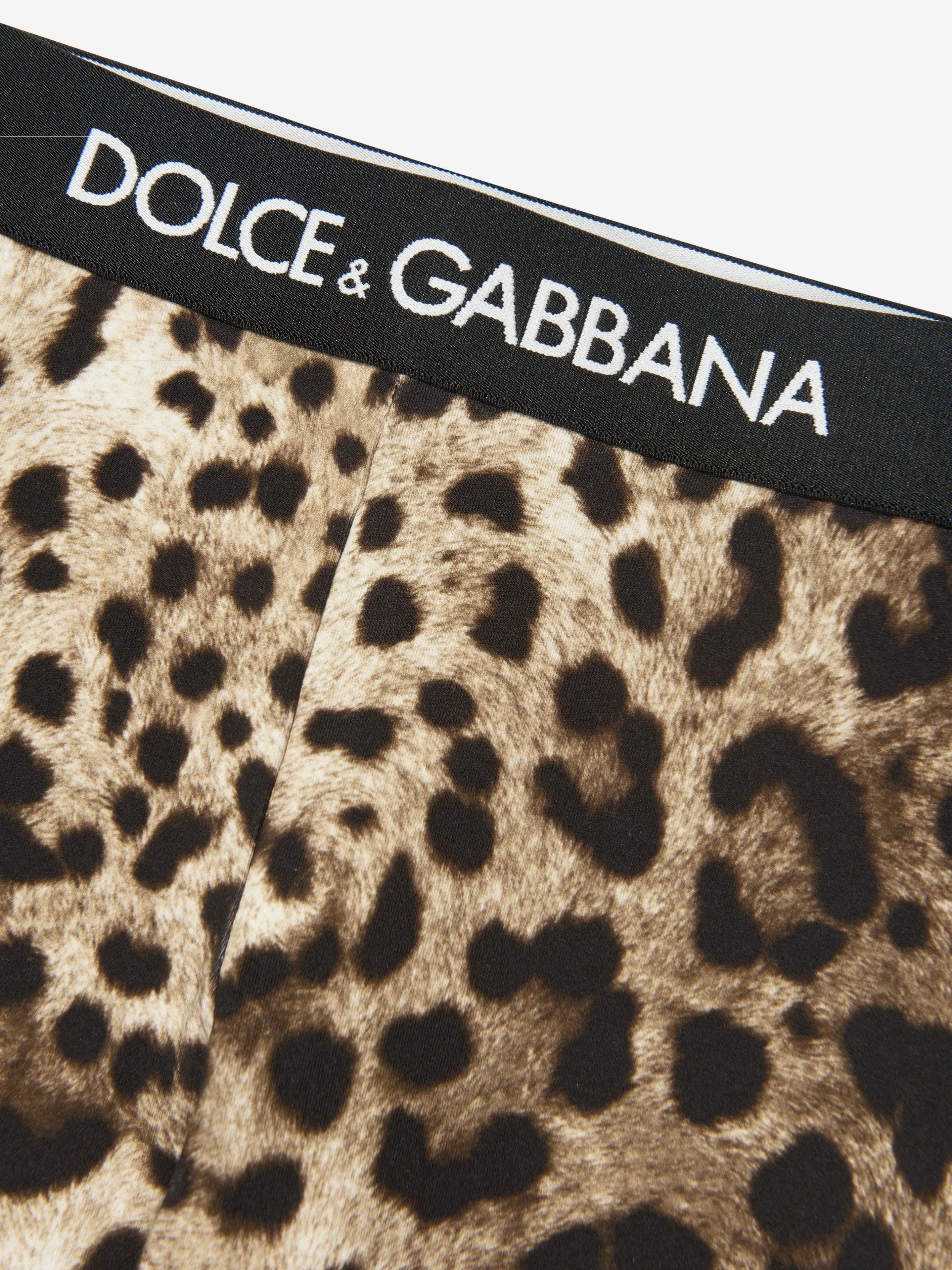 Dolce & Gabbana Girls Leopard Print Leggings in Beige