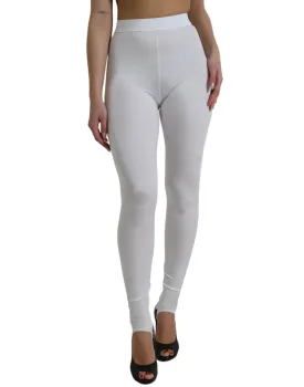 Dolce & Gabbana White Nylon Stretch Slim Leggings Pants