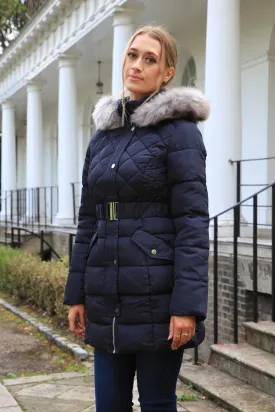 Double Second Navy Quilted Longline Puffer